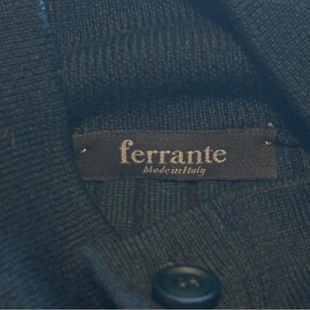 Ferrante Italy Merino Wool Sweater Sz M Blue Green 3D Knit Button Mock Neck READ - Picture 6 of 8